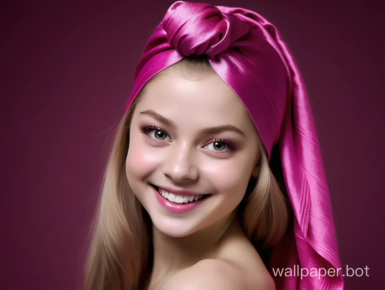 Beautiful-Yulia-Lipnitskaya-Smiles-with-Luxurious-Pink-Silk-Turban