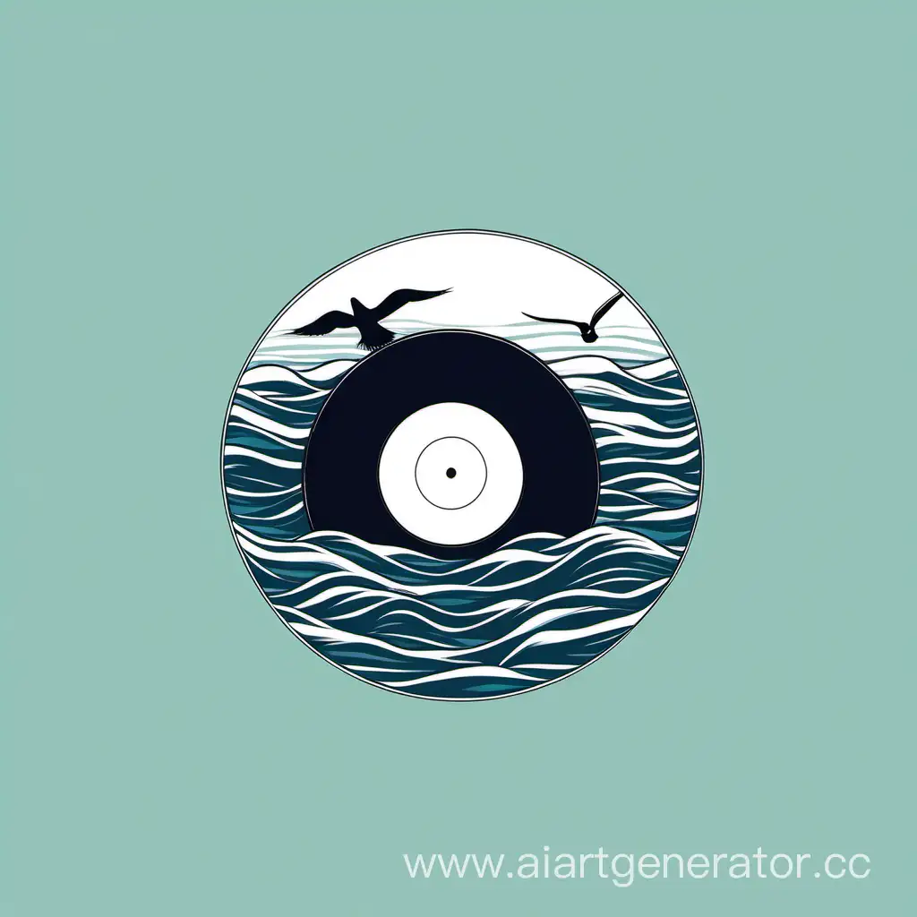 Minimalist-Vinyl-Record-by-the-Sea-with-Seagulls
