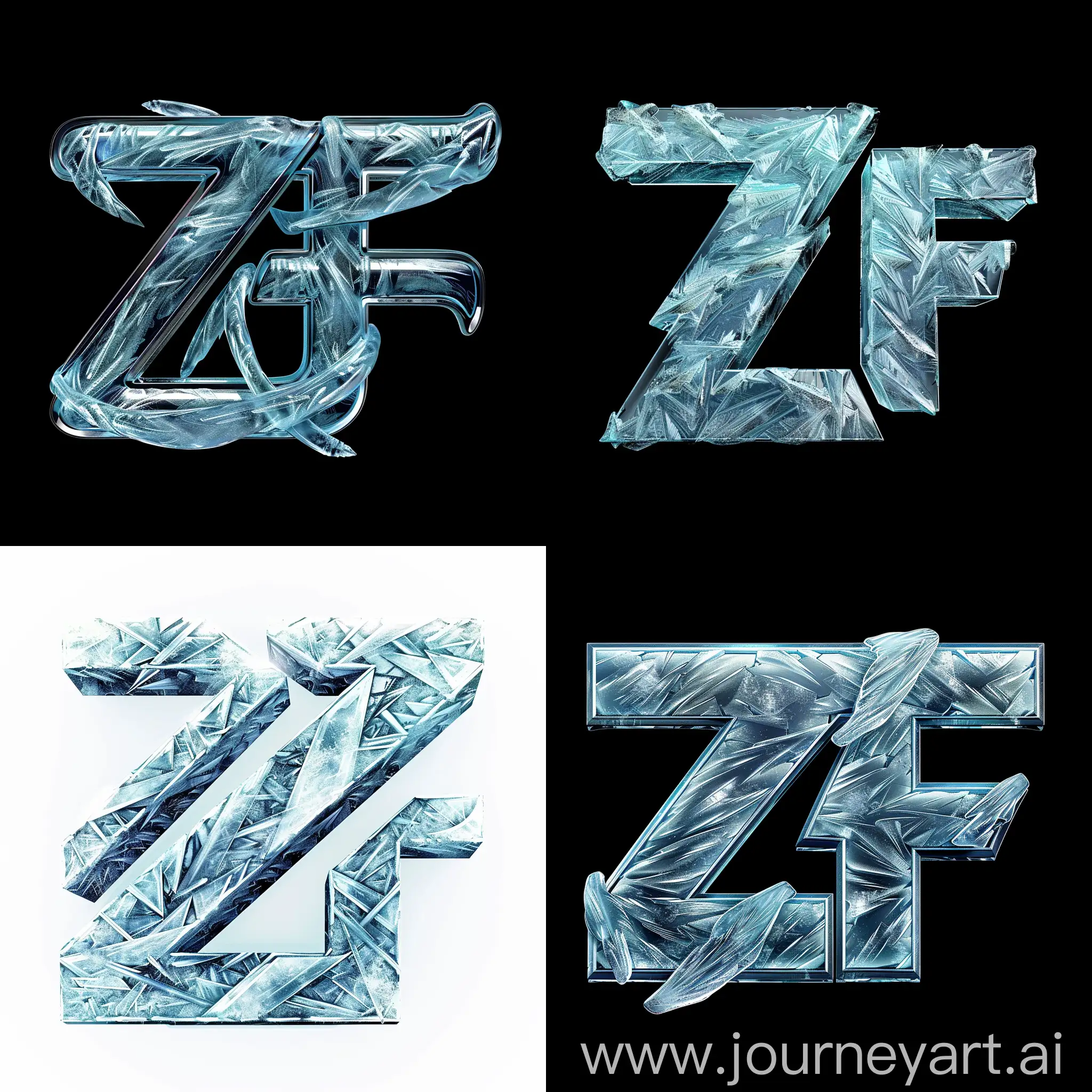 The letters "Z" and "F" intertwined in a cold frozen icy futuristic logo