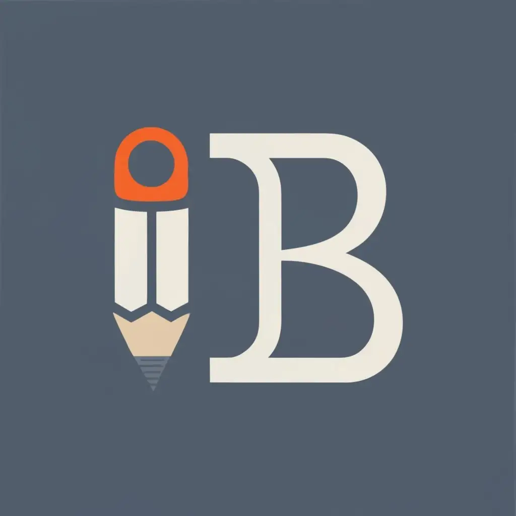 logo, B, with the text "A pencil in the form of B", typography, be used in Education industry