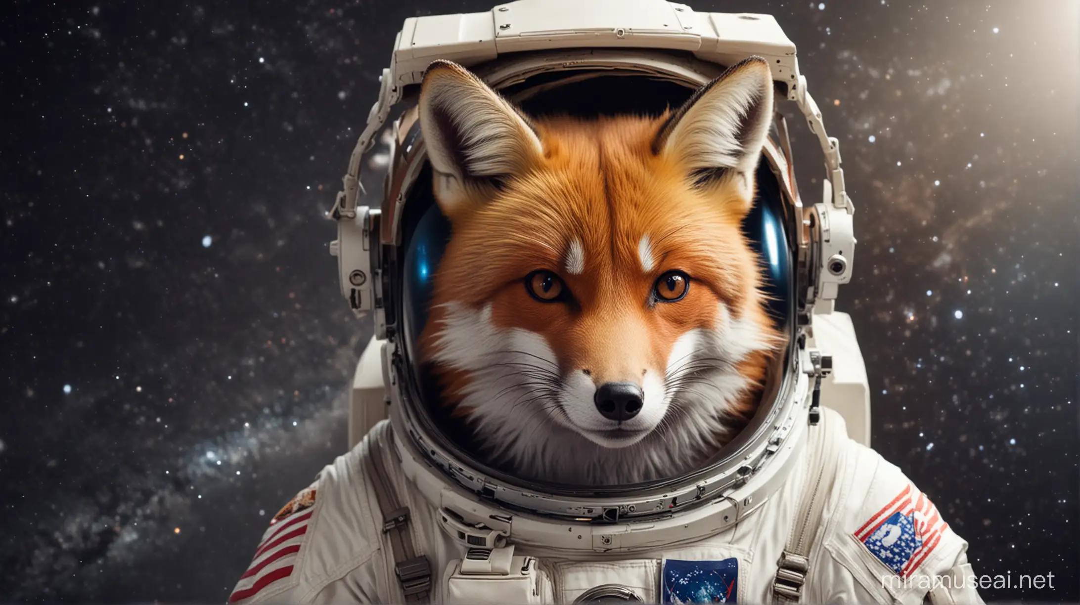 Space Fox in Futuristic Astronaut Helmet