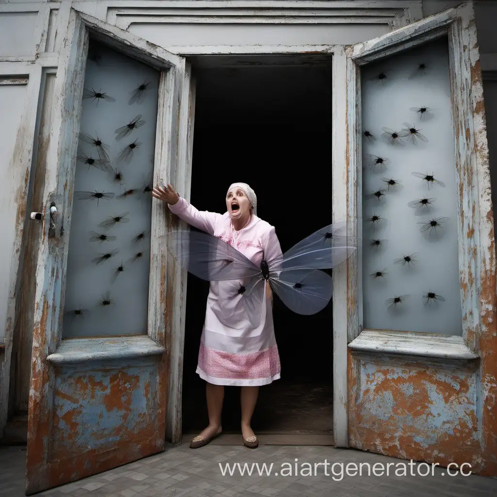 Ukrainian-Woman-Urgently-Closes-Door-to-Ward-Off-Flies