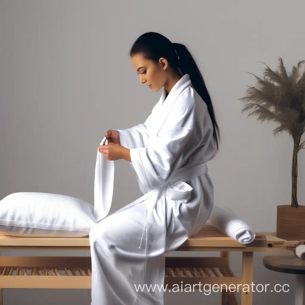 Аппаратный массаж, девушка в белом халате , обертывание