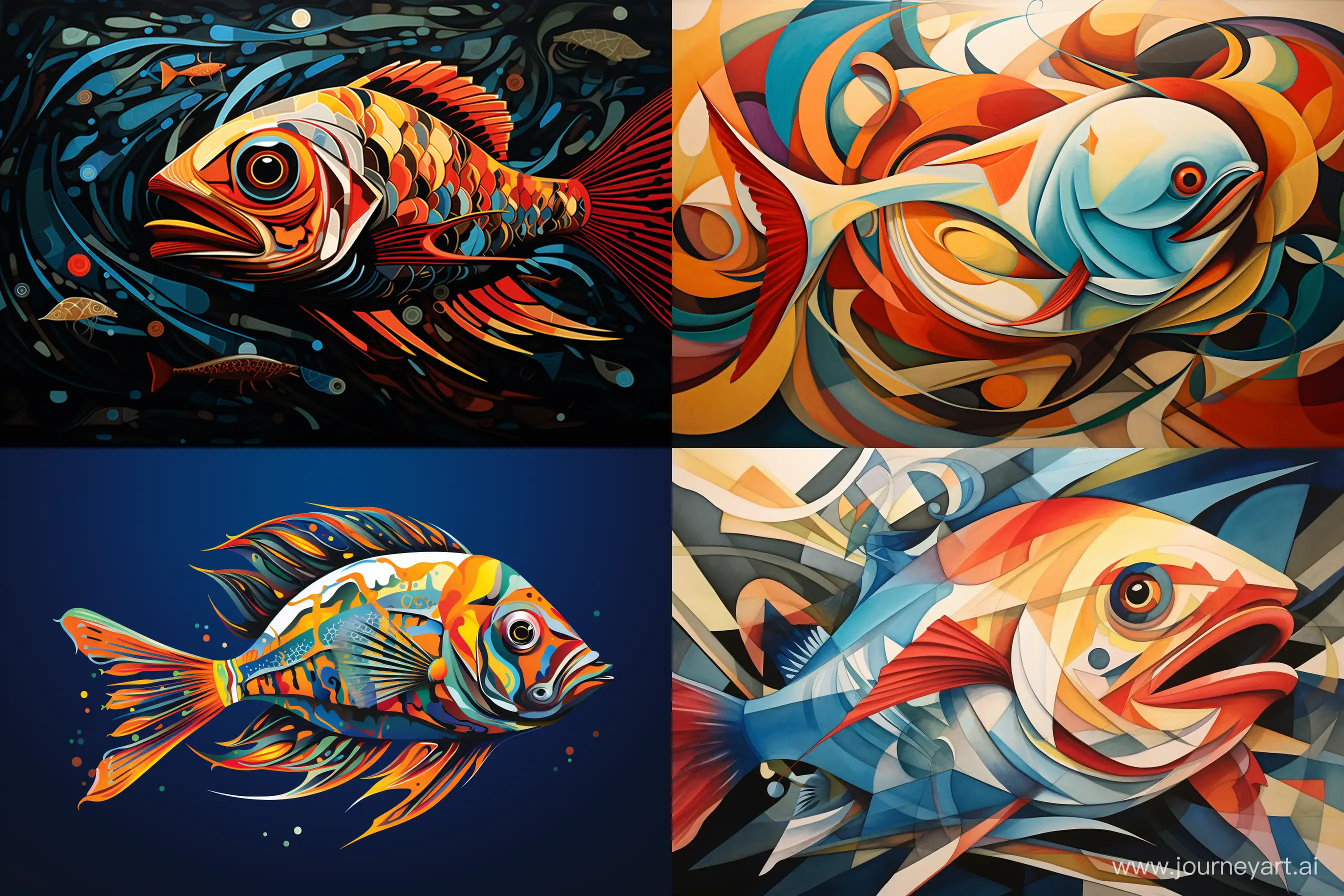 Vibrant-Abstract-Fish-Art-in-Diverse-Styles