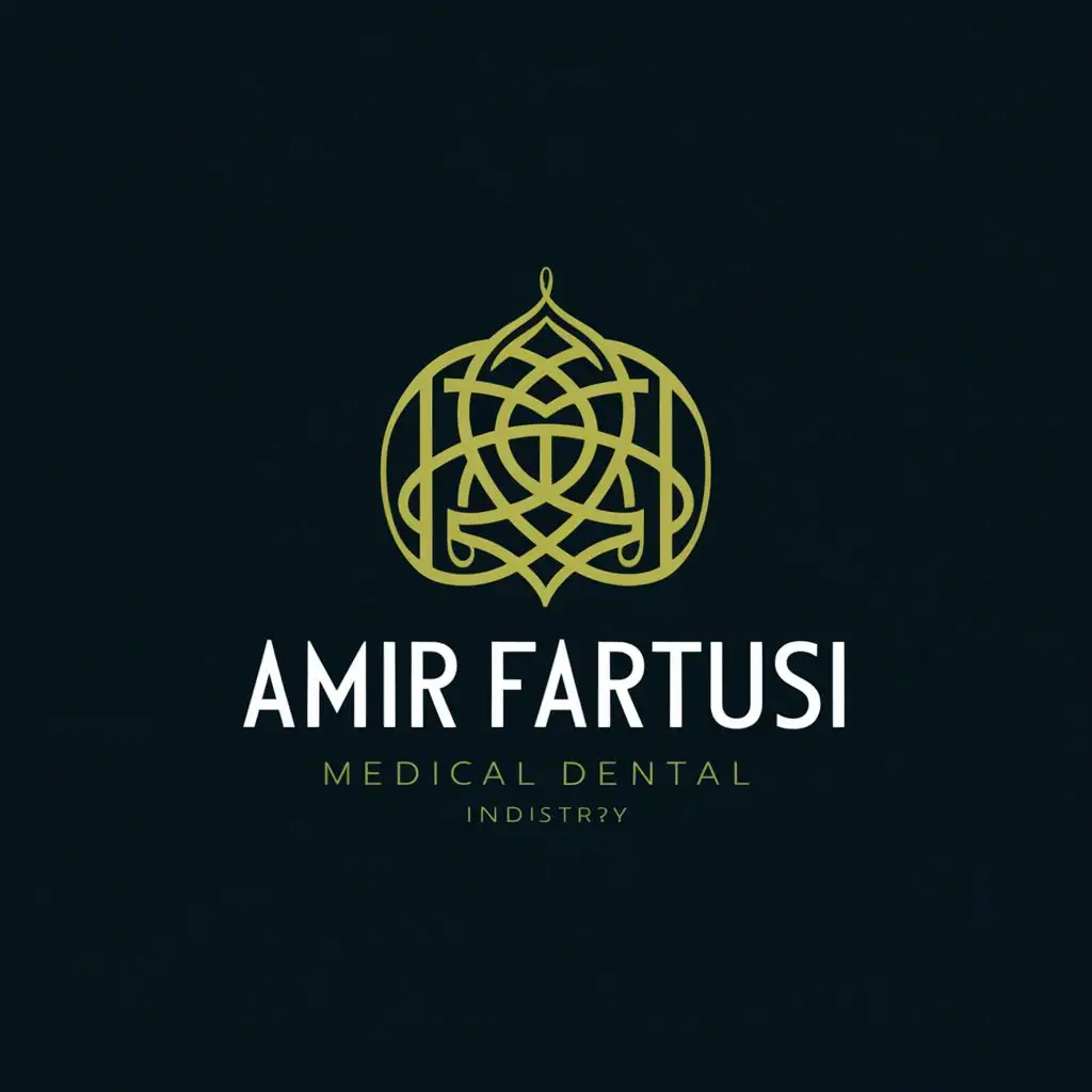 logo, islamic logo
Emblem, with the text "AMIR FARTUSI", typography, be used in Medical Dental industry