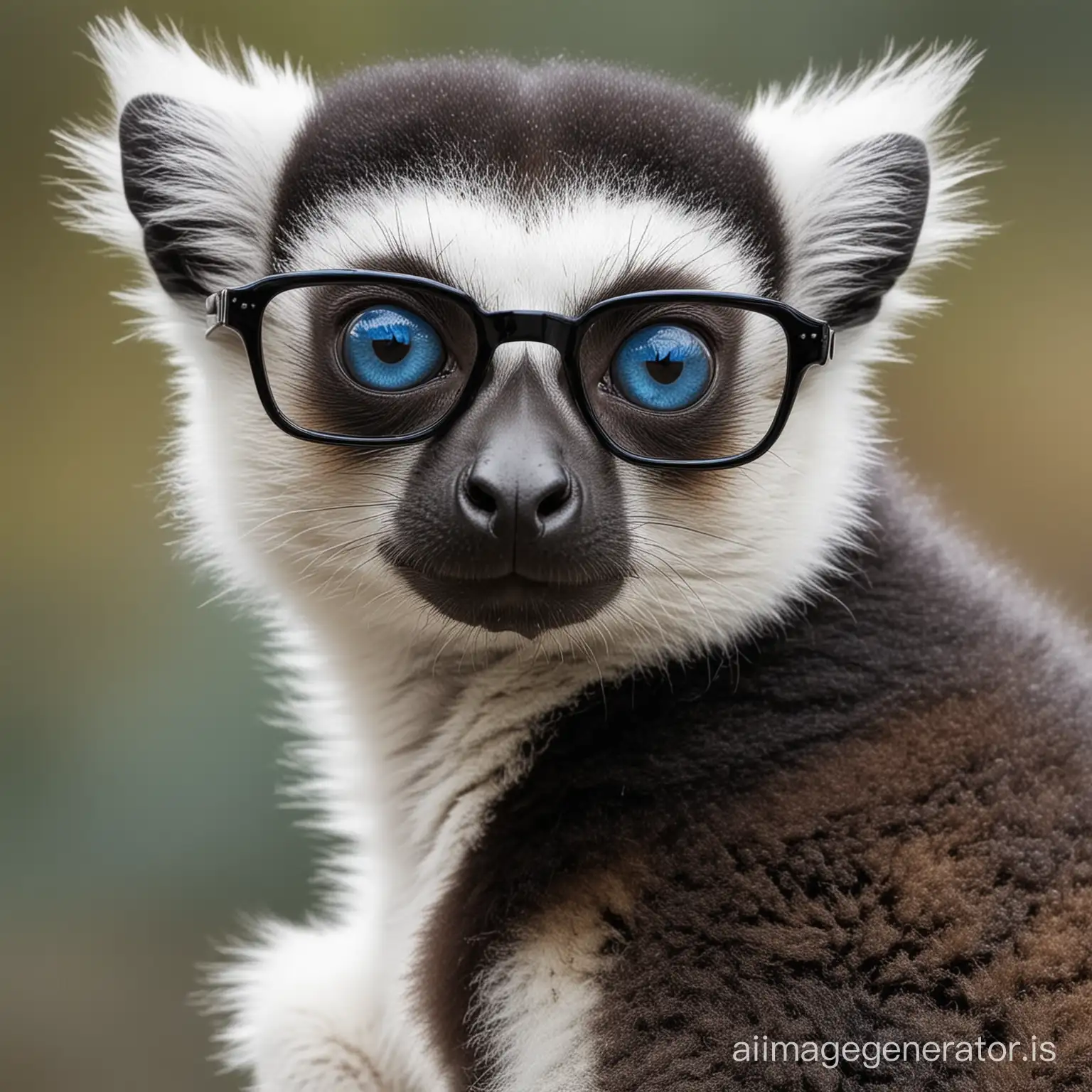 lemur with blue eyes and glasses