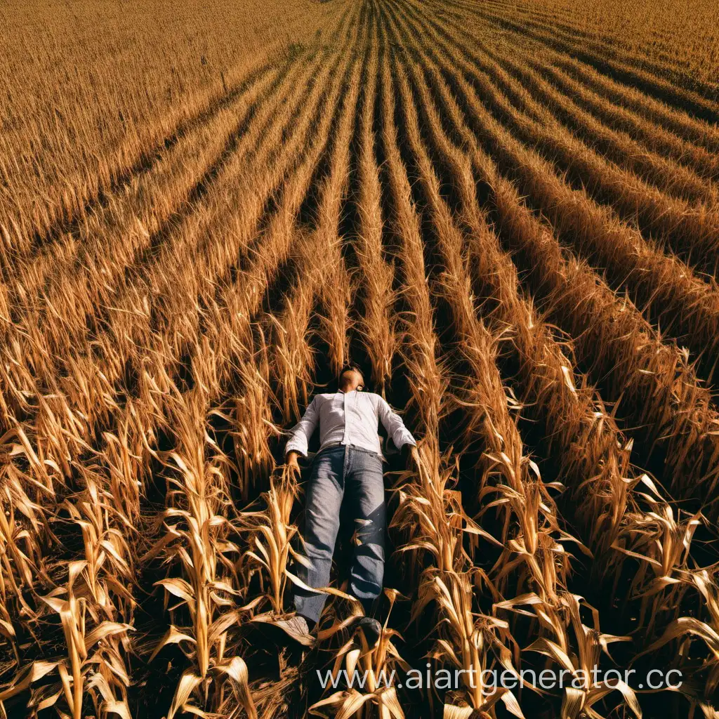 Person-Resting-in-Unharvested-Cornfield