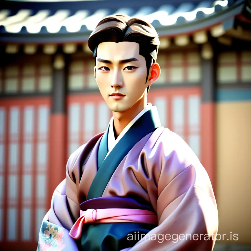 A handsome Korean man in a hanbok.