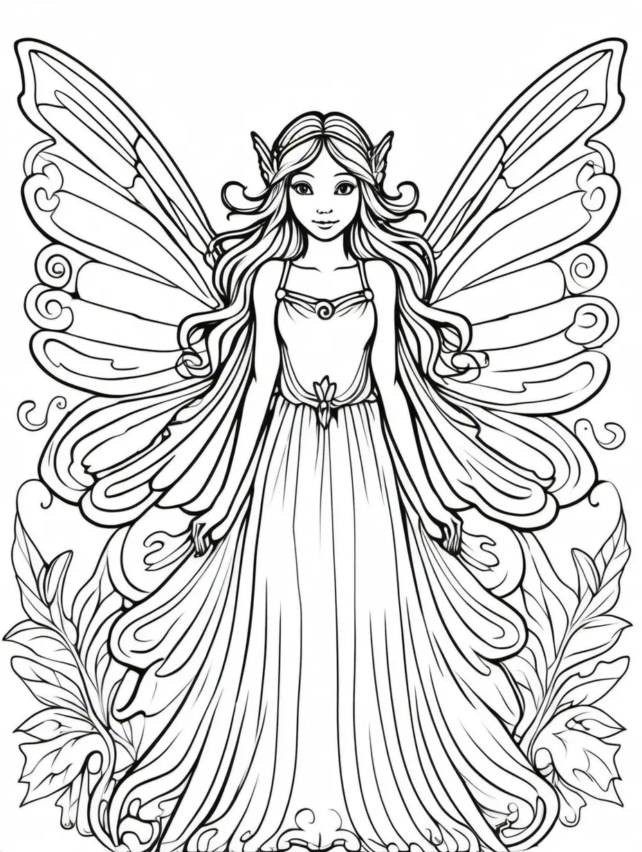 Enchanting Fairy Coloring Page with Delicate Wings