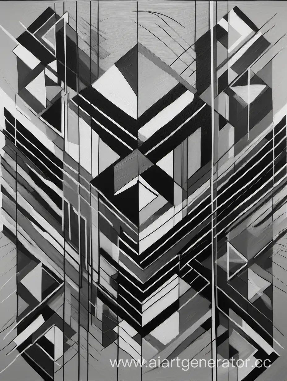 Abstract-Geometric-Shapes-Artwork-in-Monochrome-Palette