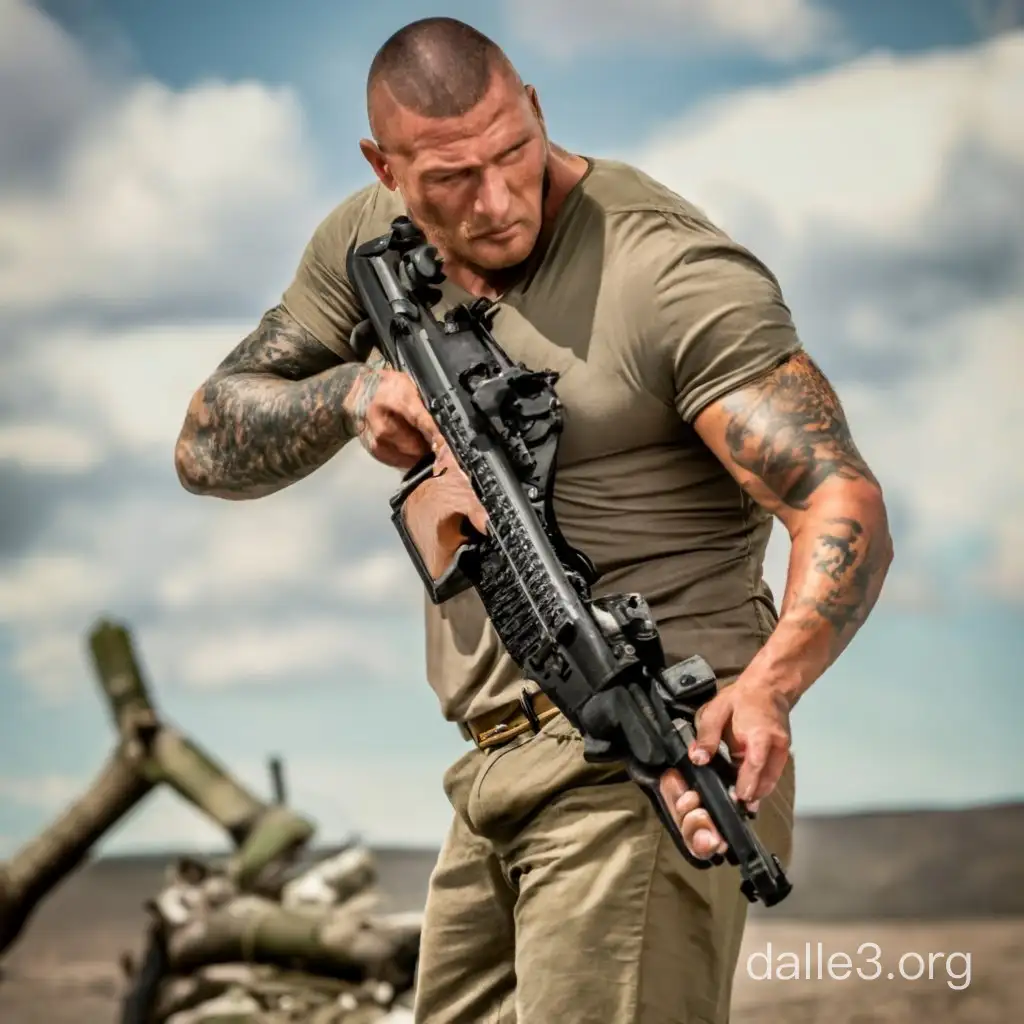 Randy Orton Precision Shooting with a Machine Gun | Dalle3 AI