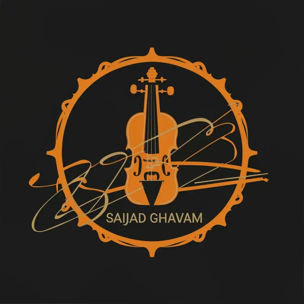 logo, Violin, with the text "Sajad Ghavam", typography, be used in Entertainment industry