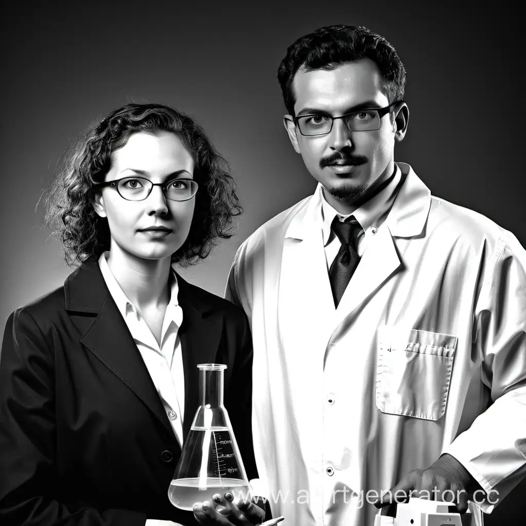 Мужчина и женщина учёные