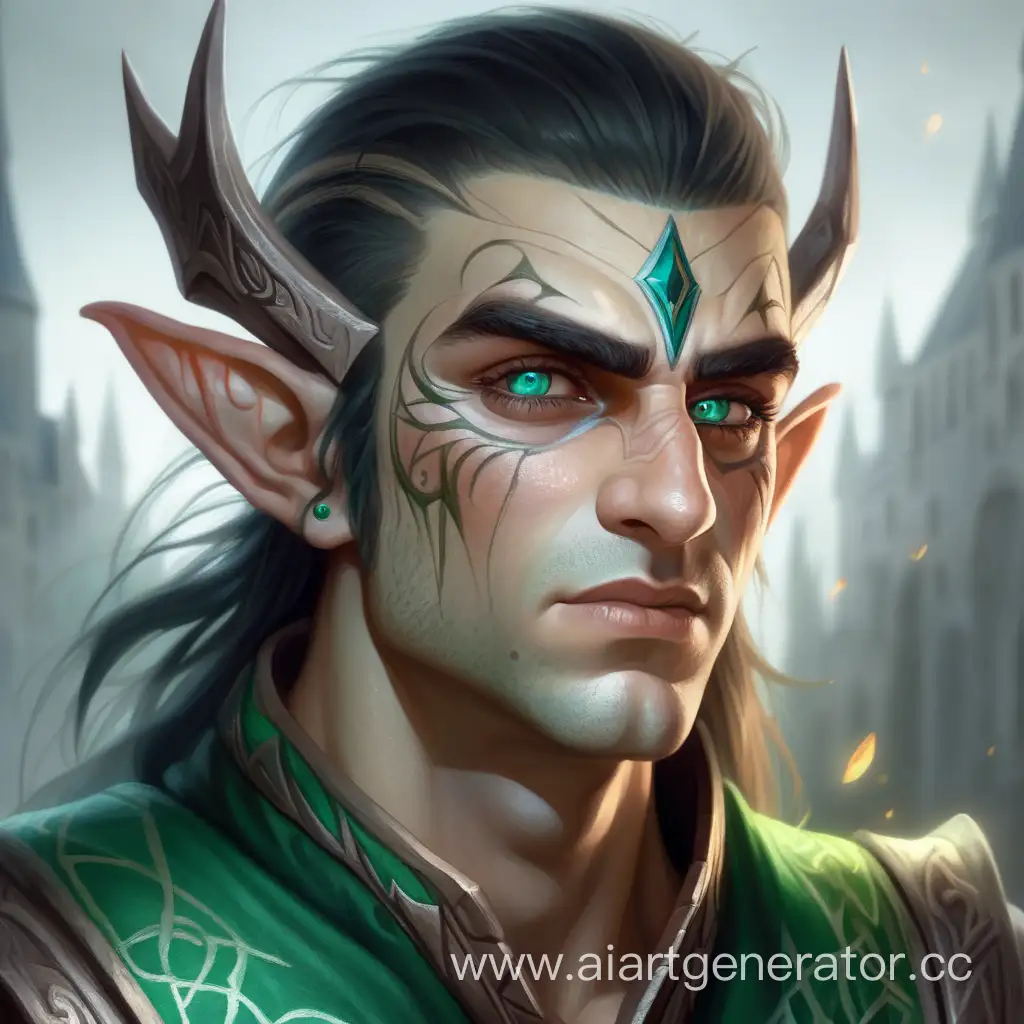 Young wizard Elf man brutal young face