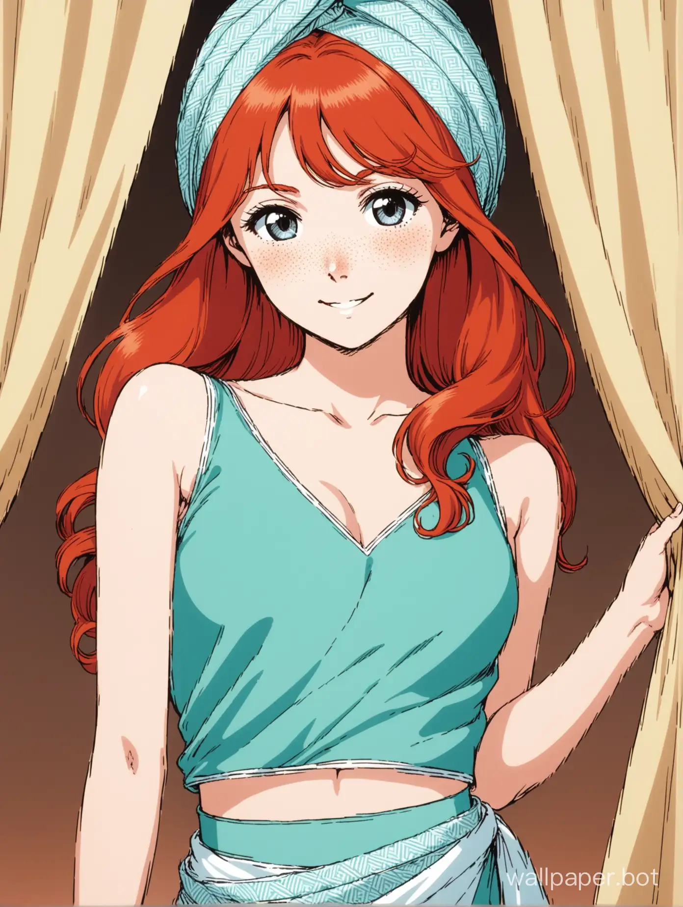 Enchanting-Redhead-Woman-in-1980s-Anime-Style-with-Kufiya-Turban