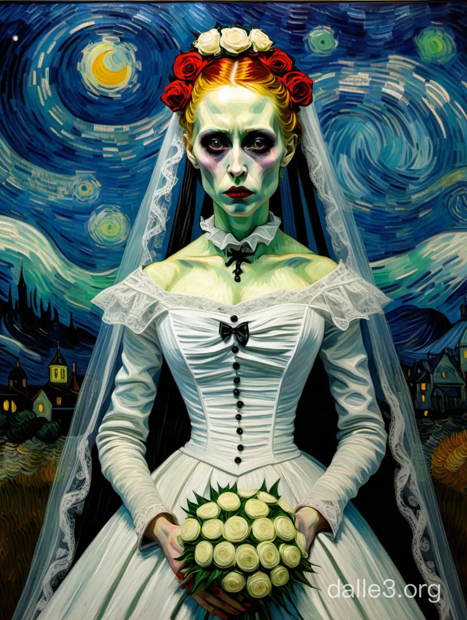 Vincent van Gogh Inspired Painting Enigmatic Goth Bride Portrait ...