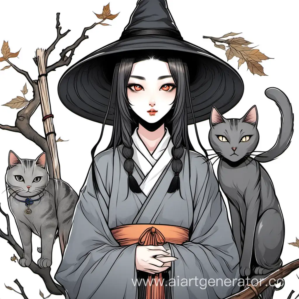 Enchanting-Korean-Witch-with-Mysterious-Gray-Cat