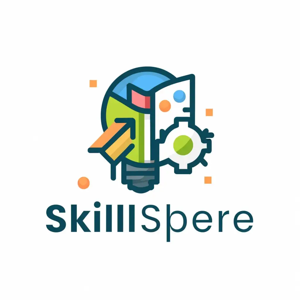 a logo design,with the text "SkillSphere", main symbol:Growth Arrow
Open Book
Handshake
Gear or Cogwheel
Pathway or Road
Lightbulb
Abstract Globe
,Moderate,be used in Education industry,clear background