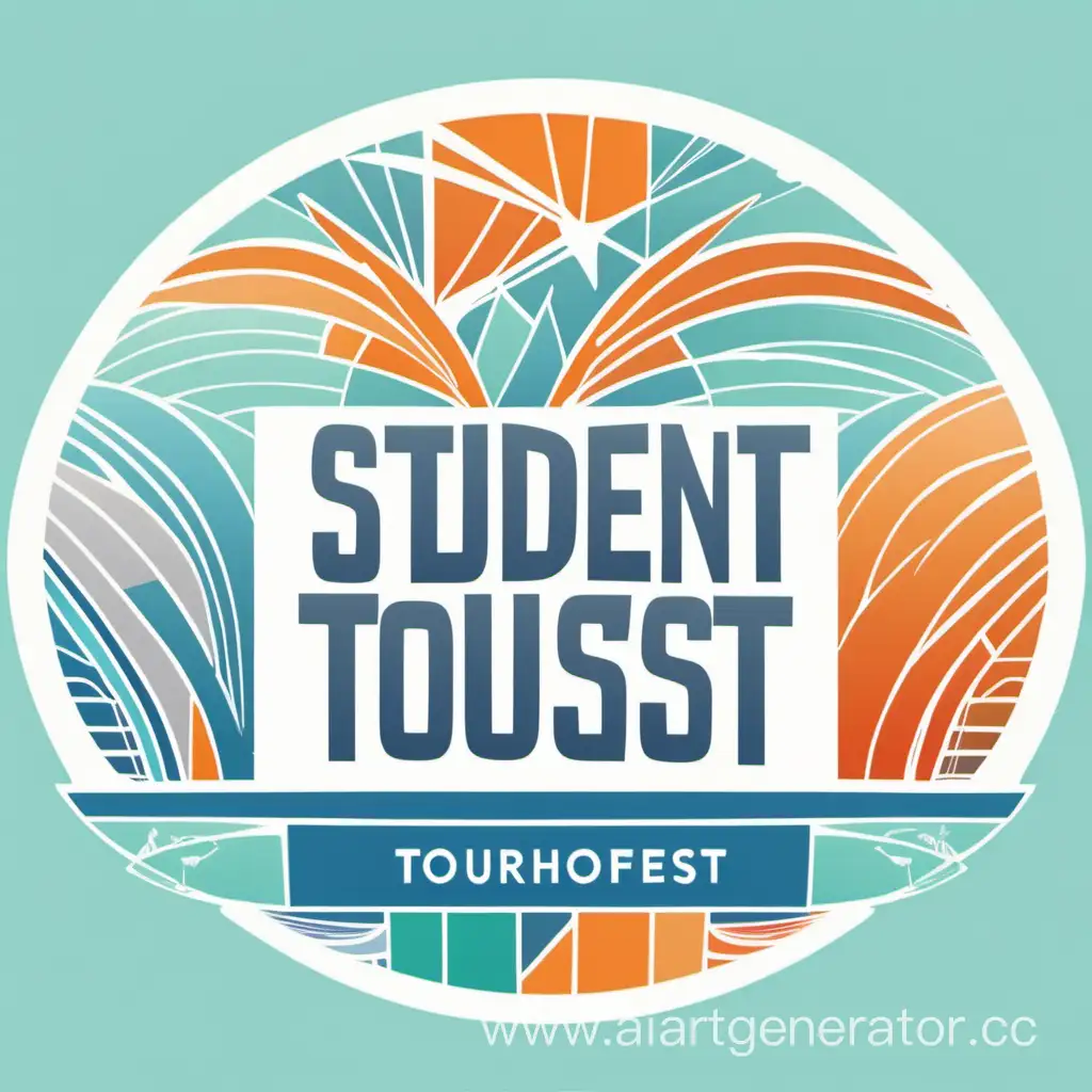 Логотип для фестиваля студенческого туризма стран ШОС под названием ТурШОСФест, лаконичный в пастельных оттенках (белый, мятный, оранжевый, синий-серый)