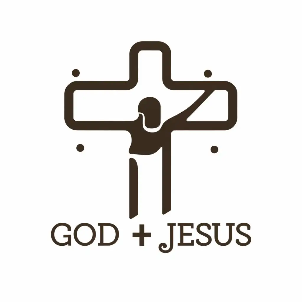 logo, Cross, with the text "God + Jesus
", typography