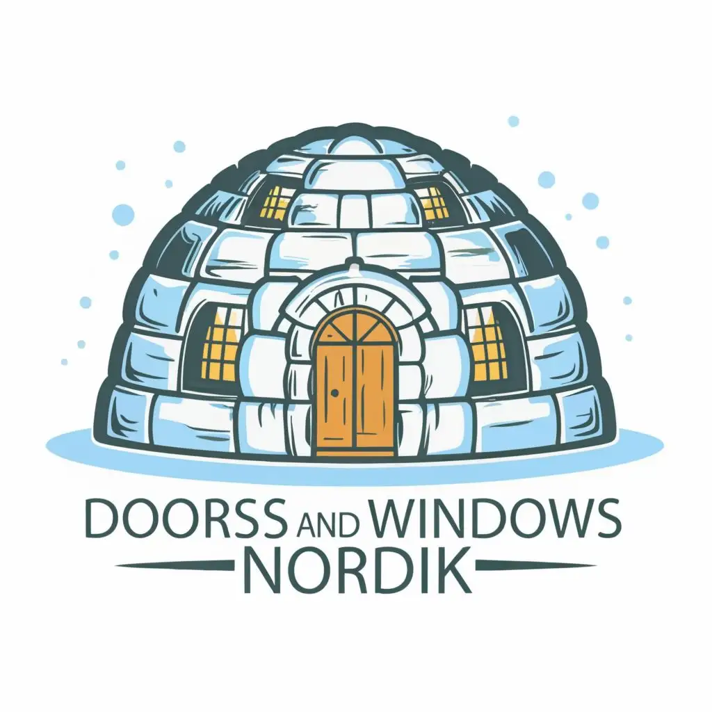 logo, igloo, with the text "doors and windows nordik", typography, be used in Construction industry