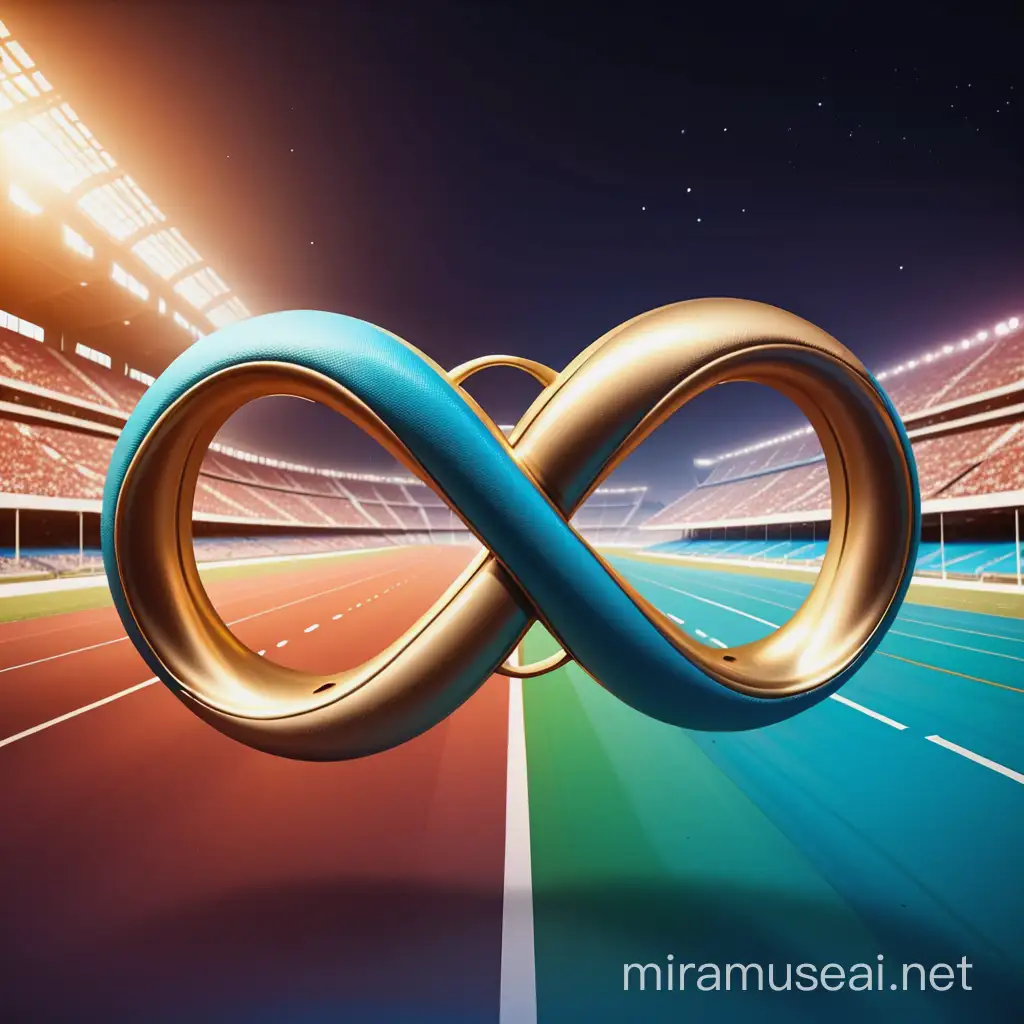 Infinity symbol with sports background in plane image 