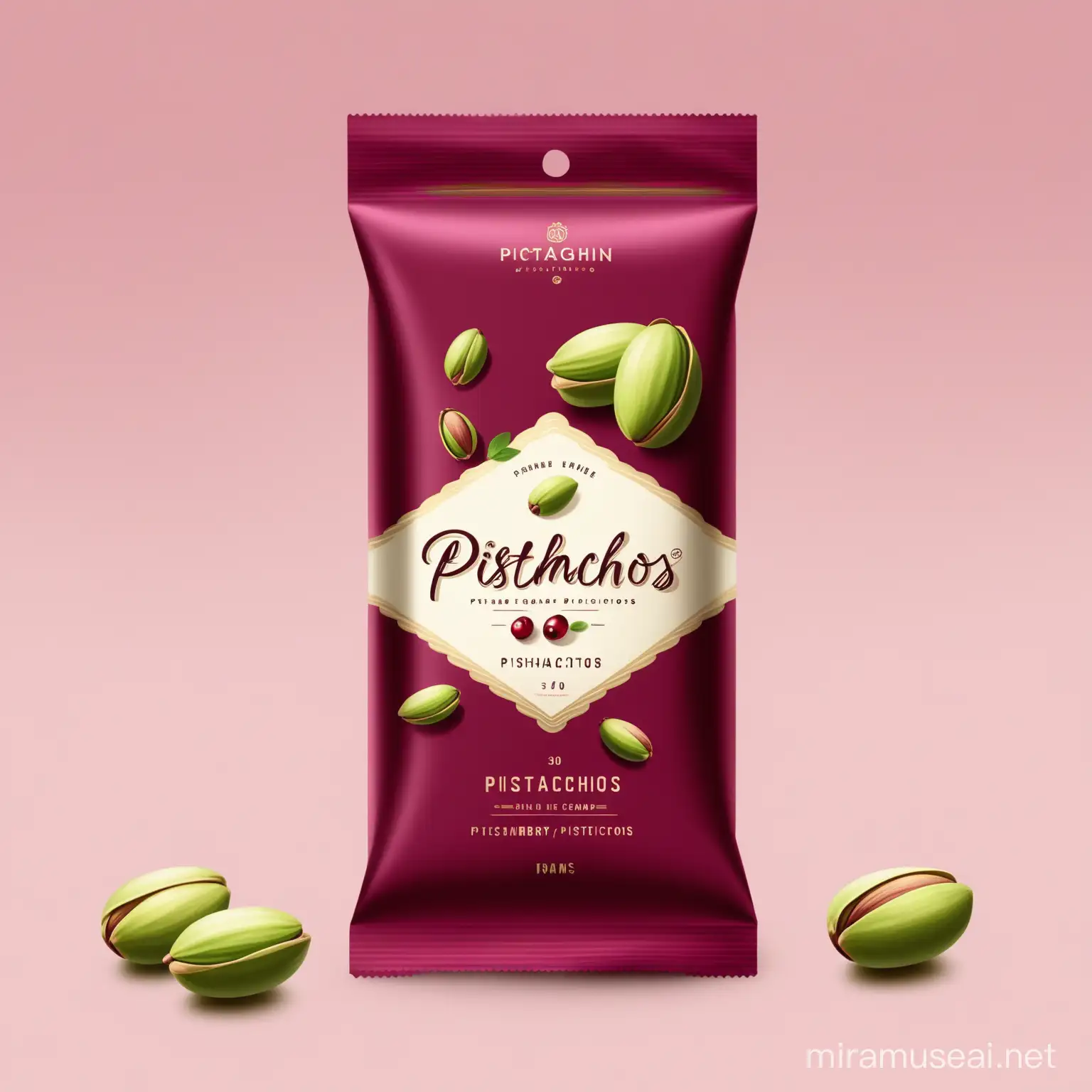 Chic Rectangular Pistachio Packaging with 30g Capacity in Cranberry and Navy Shades