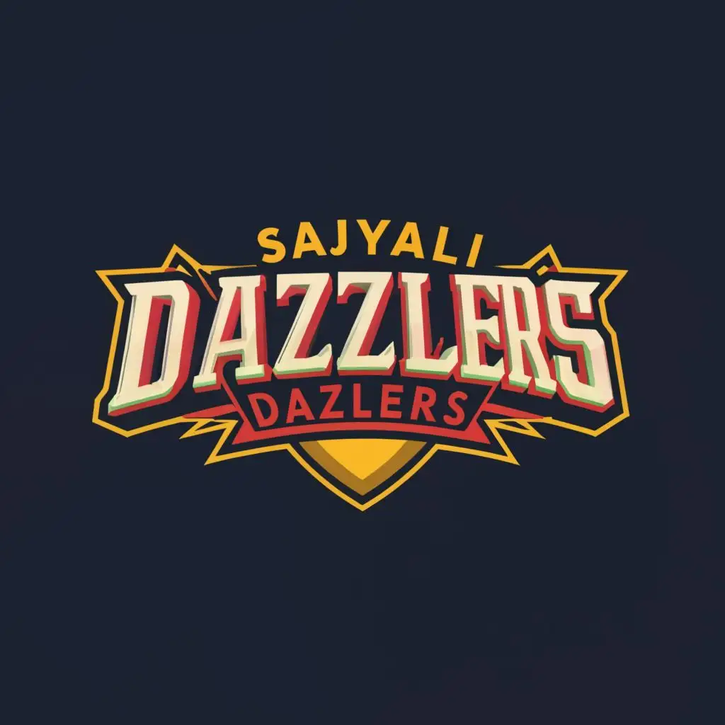 logo, create a logo of a cricket team which name is SAJIYALI DAZZLERS and make first word SAJIYALI Prominent, with the text "SAJIYALI DAZZLERS", typography