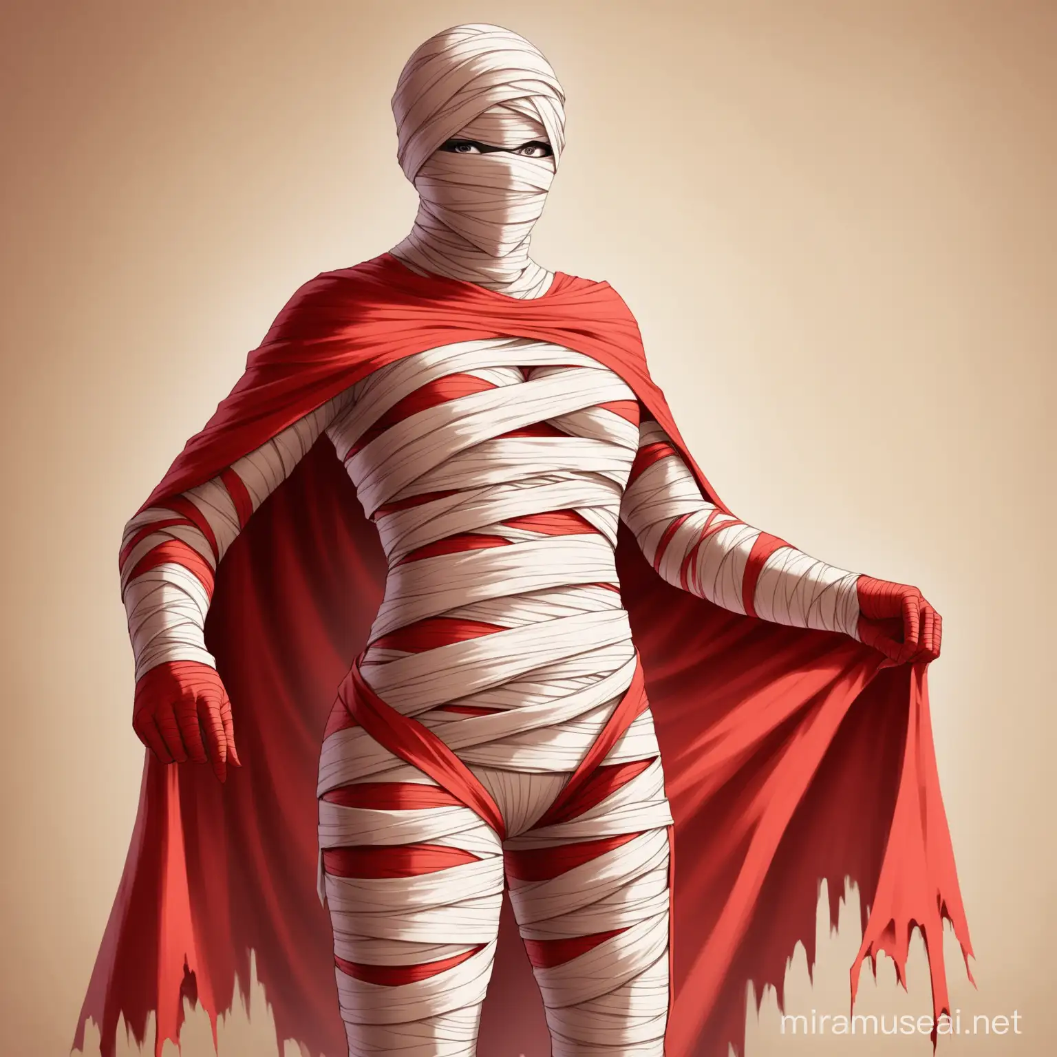 Create a red mummy suit