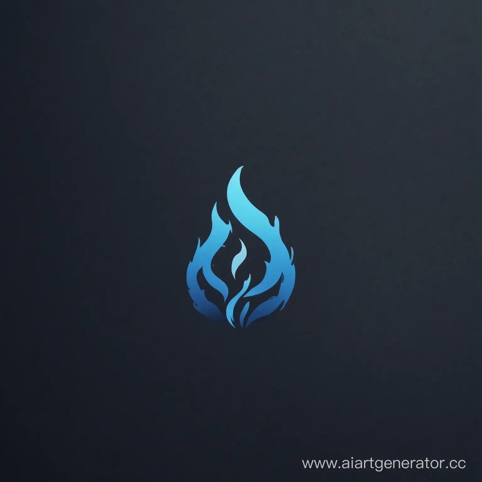 Логотип огня, минимализм, однотонный, синий цвет огня