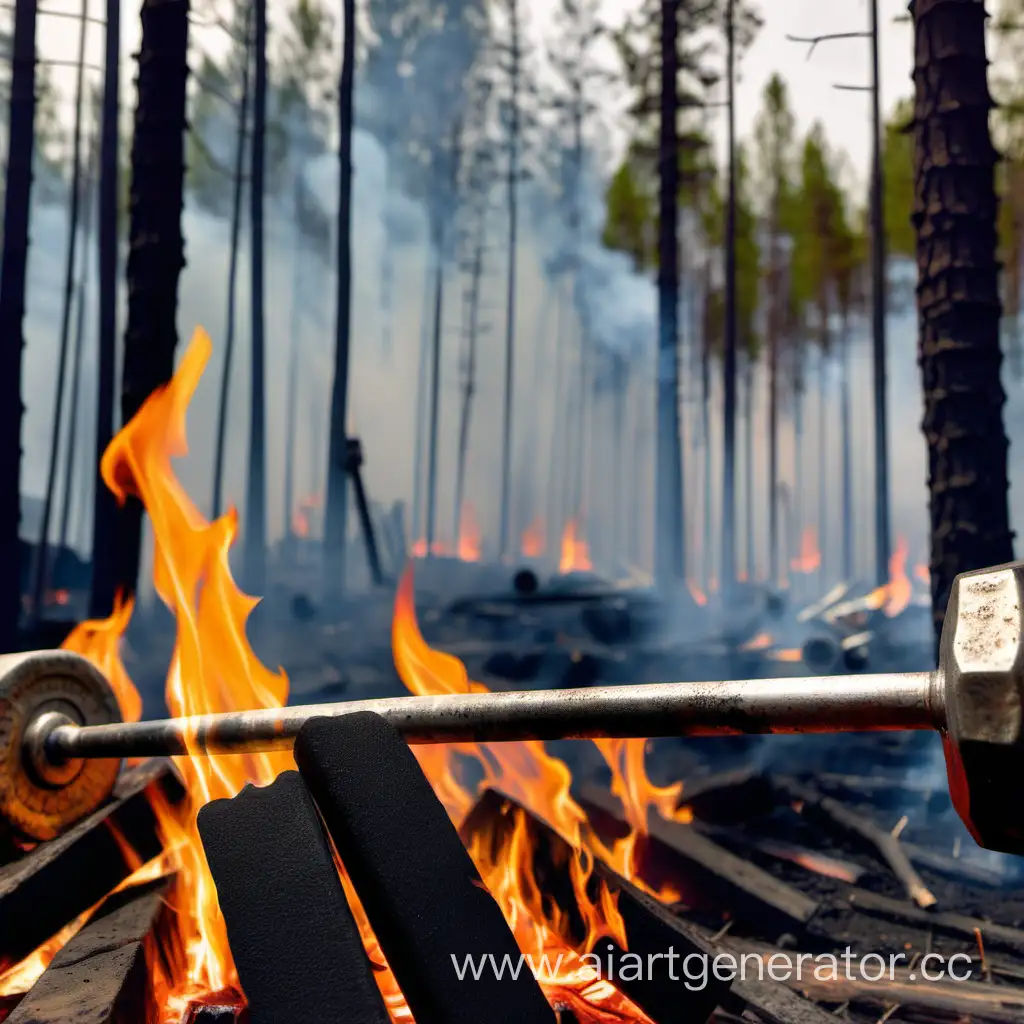 Barbell-Abandoned-in-Forest-Fire