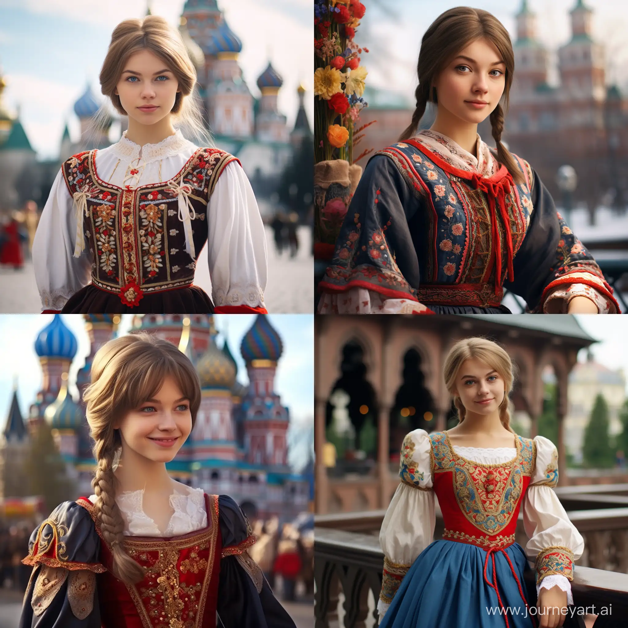 Russian-Anime-Girl-in-Traditional-Folk-Costume-at-the-Kremlin