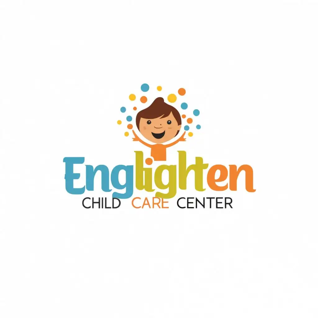 logo, child, with the text "ENGLIGHTEN CHILD CARE CENTER", typography