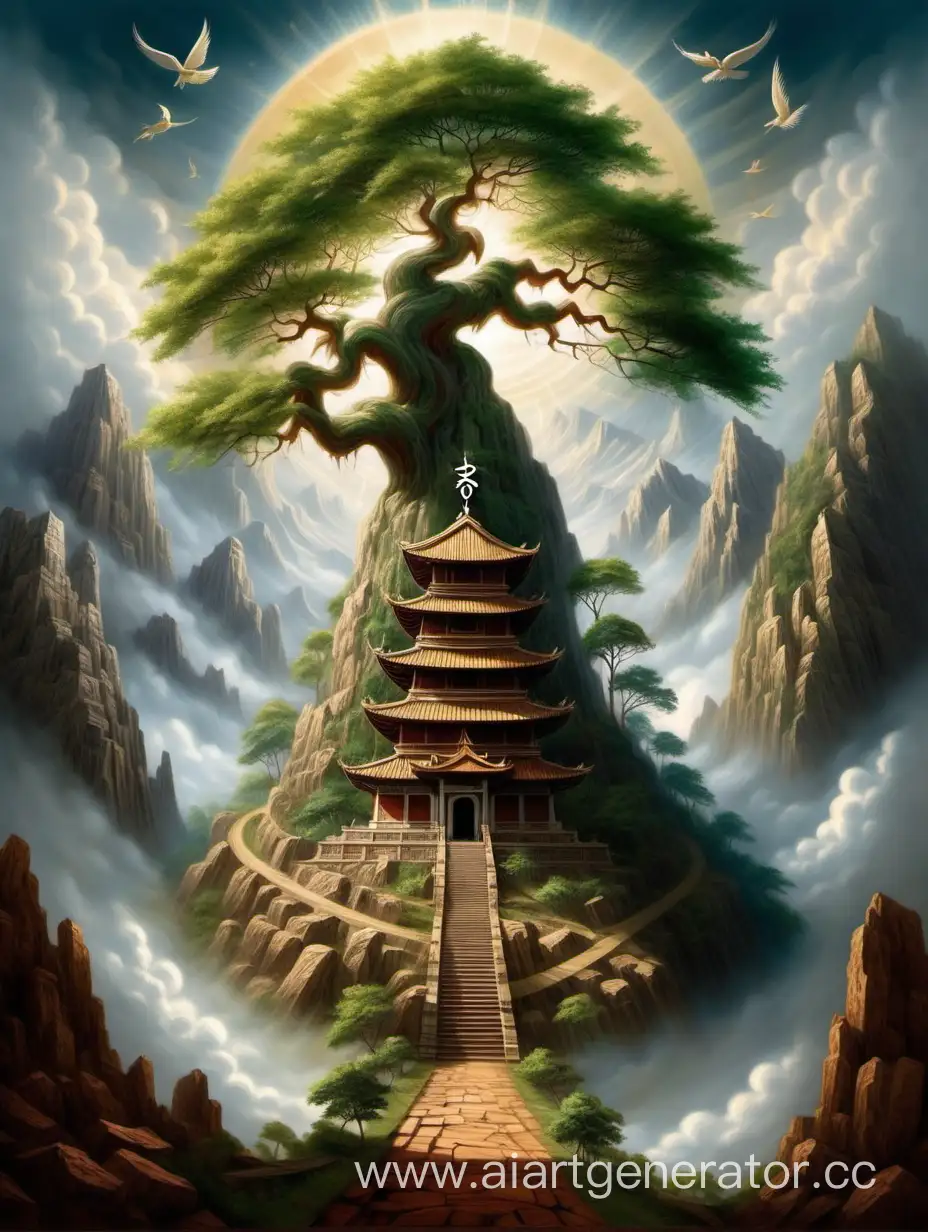Spiritual-Journey-Ancient-Temple-Mountain-Path-and-Tree-of-Unity