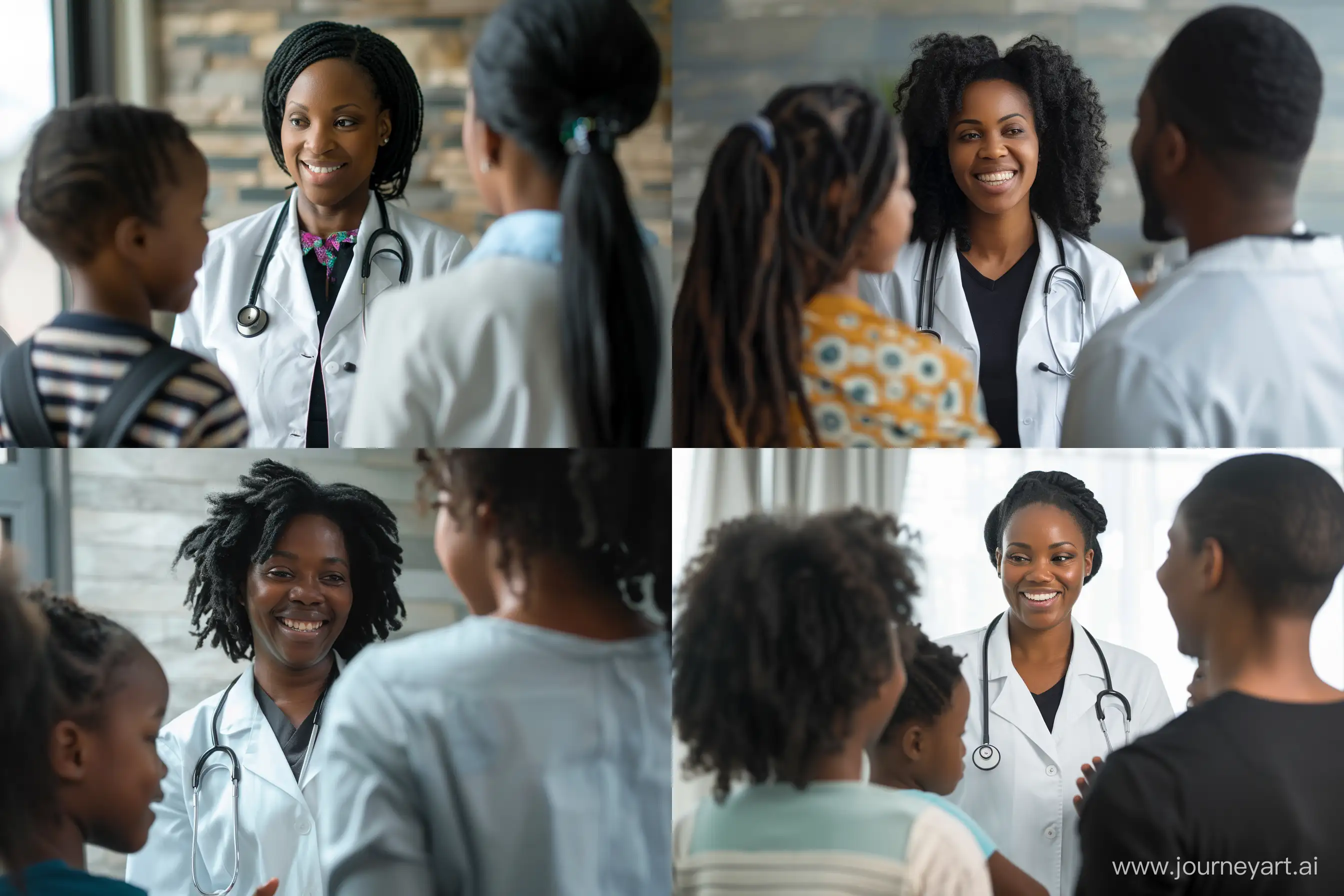 Joyful-Black-Family-Interaction-with-Smiling-Female-Doctor
