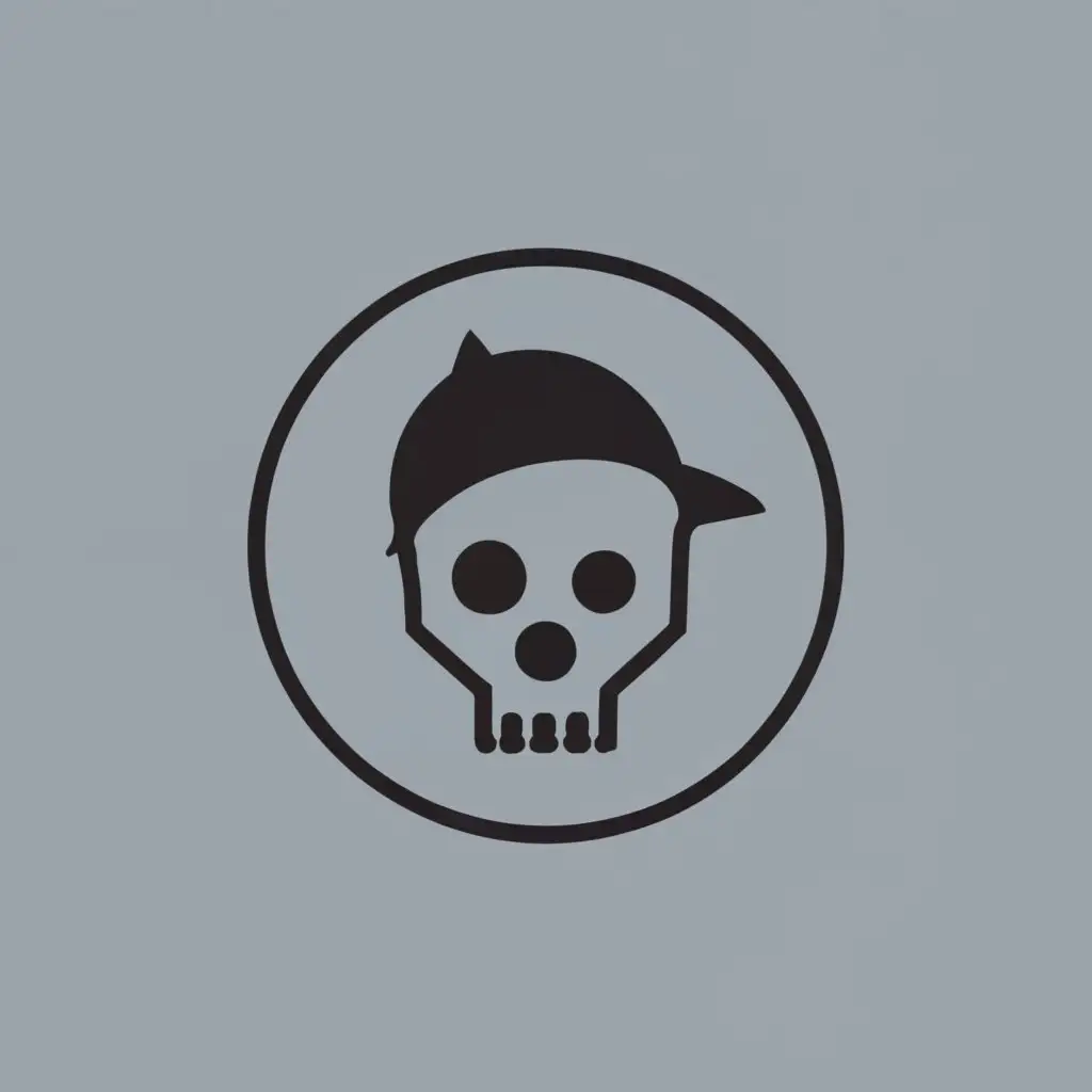 logo, metal casting skull, minimalism, round frame, with the text "Phantom", typography