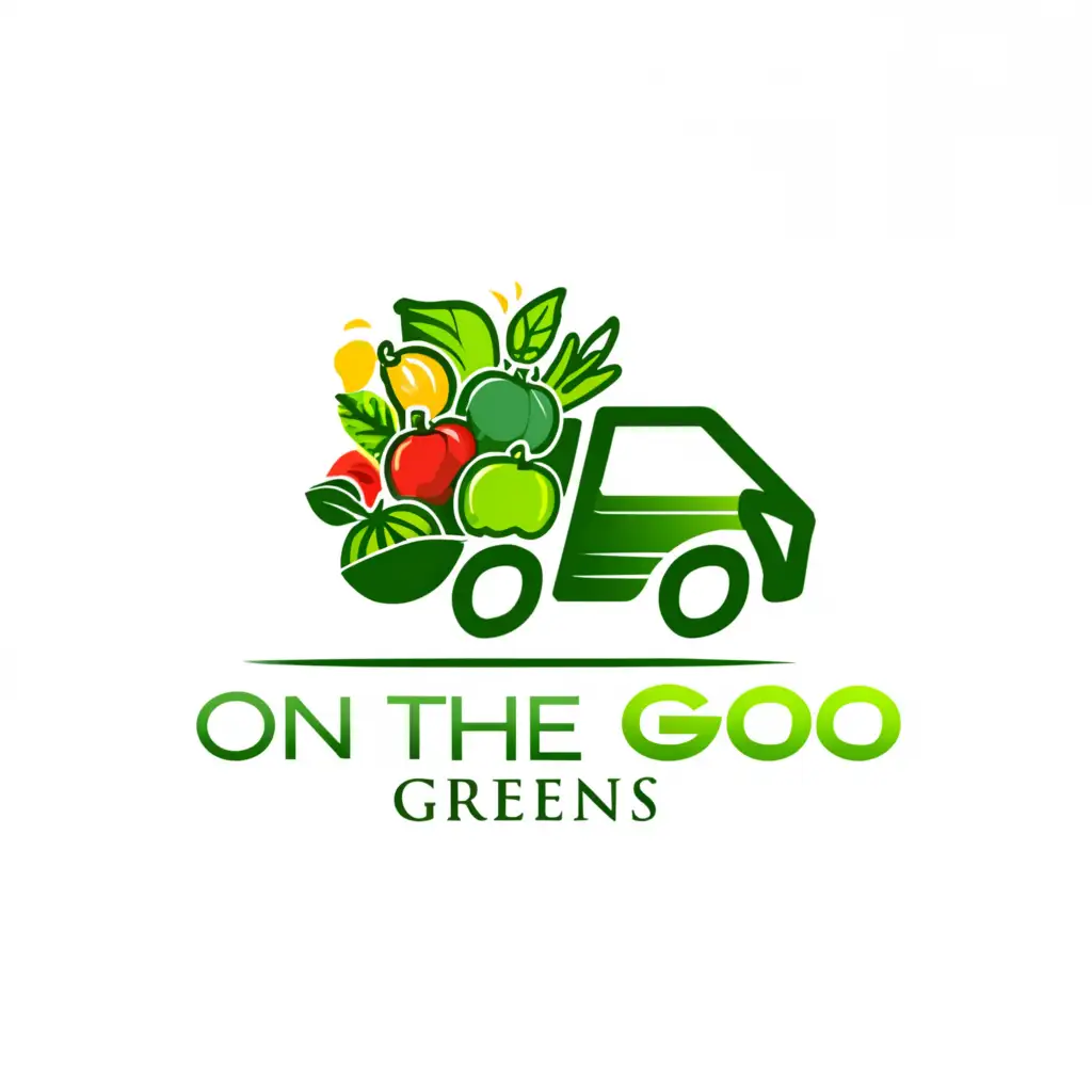 a logo design,with the text "On the Go Greens", main symbol:Fresh Produce
Delivery cars
,Moderate,clear background