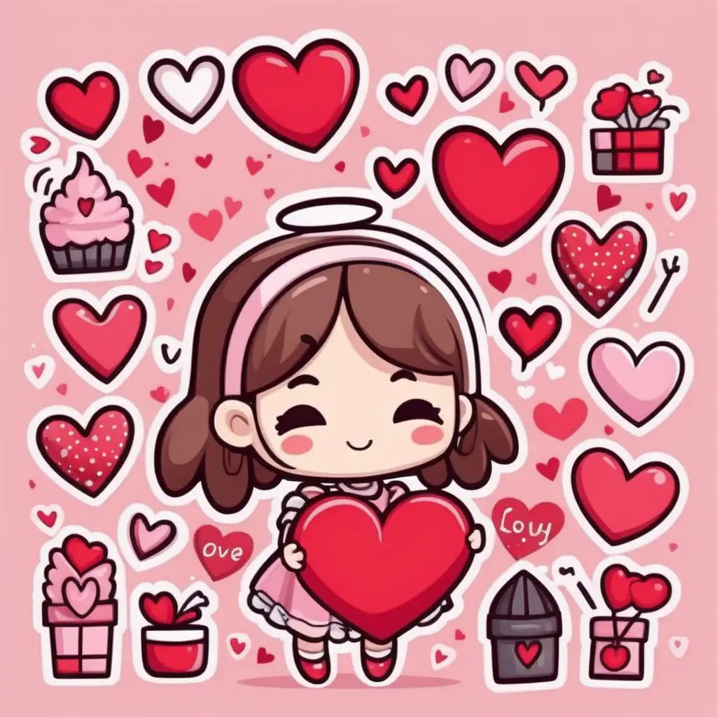 Adorable Valentines Day Cartoon with Cute Elements