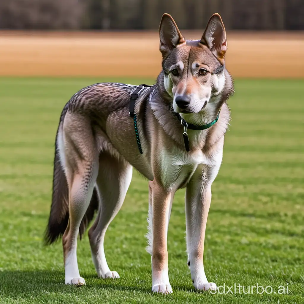 Playful-Czechoslovakian-Wolfdog-Running-Through-Forest