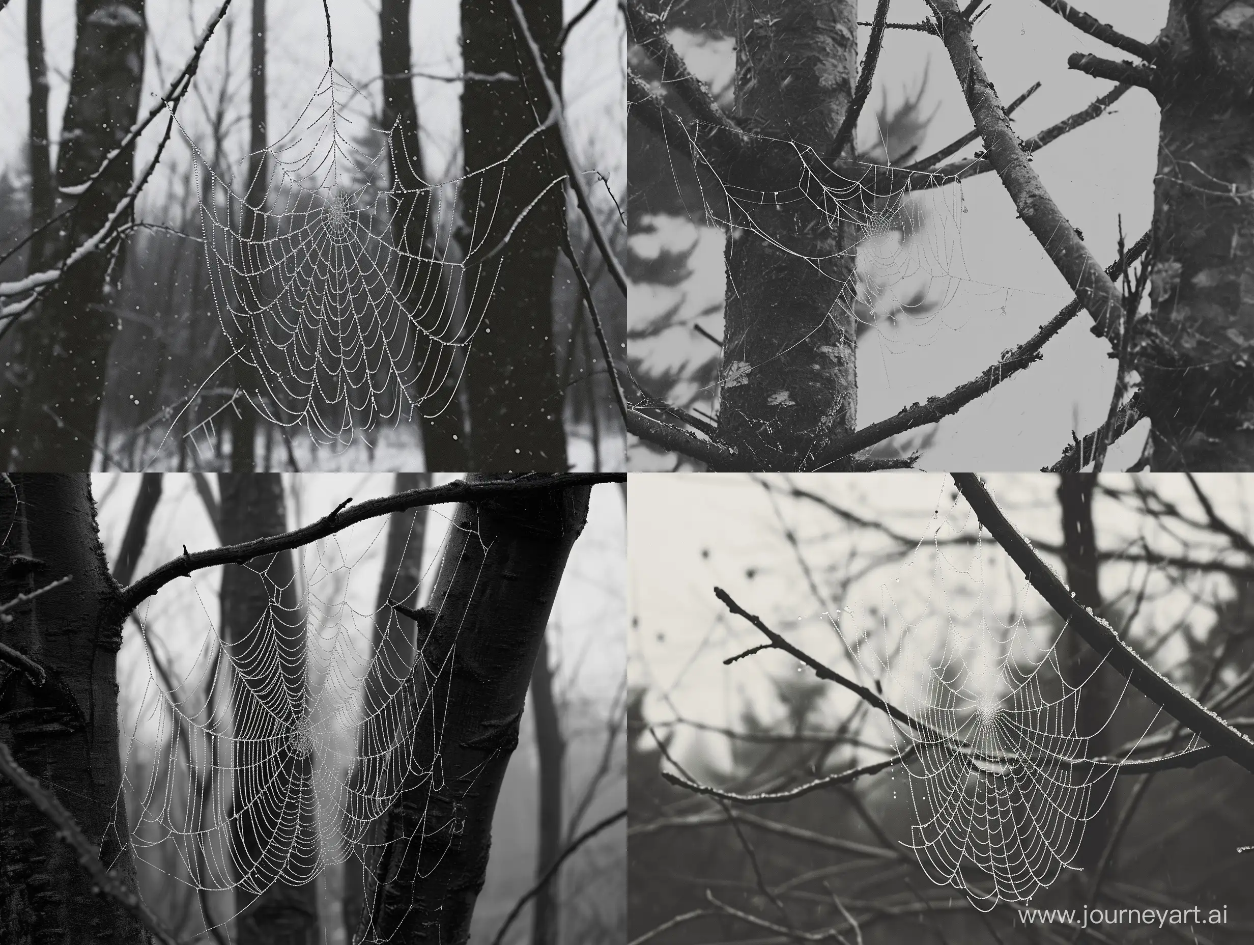 November-Forest-Spiderweb-Swinging-in-Monochrome-Elegance
