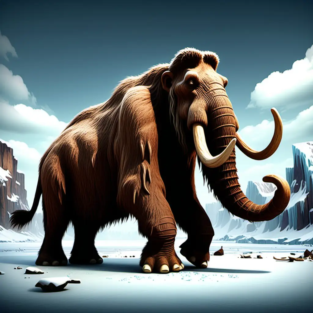 Playful Cartoon IceAge Mammoth Illustration