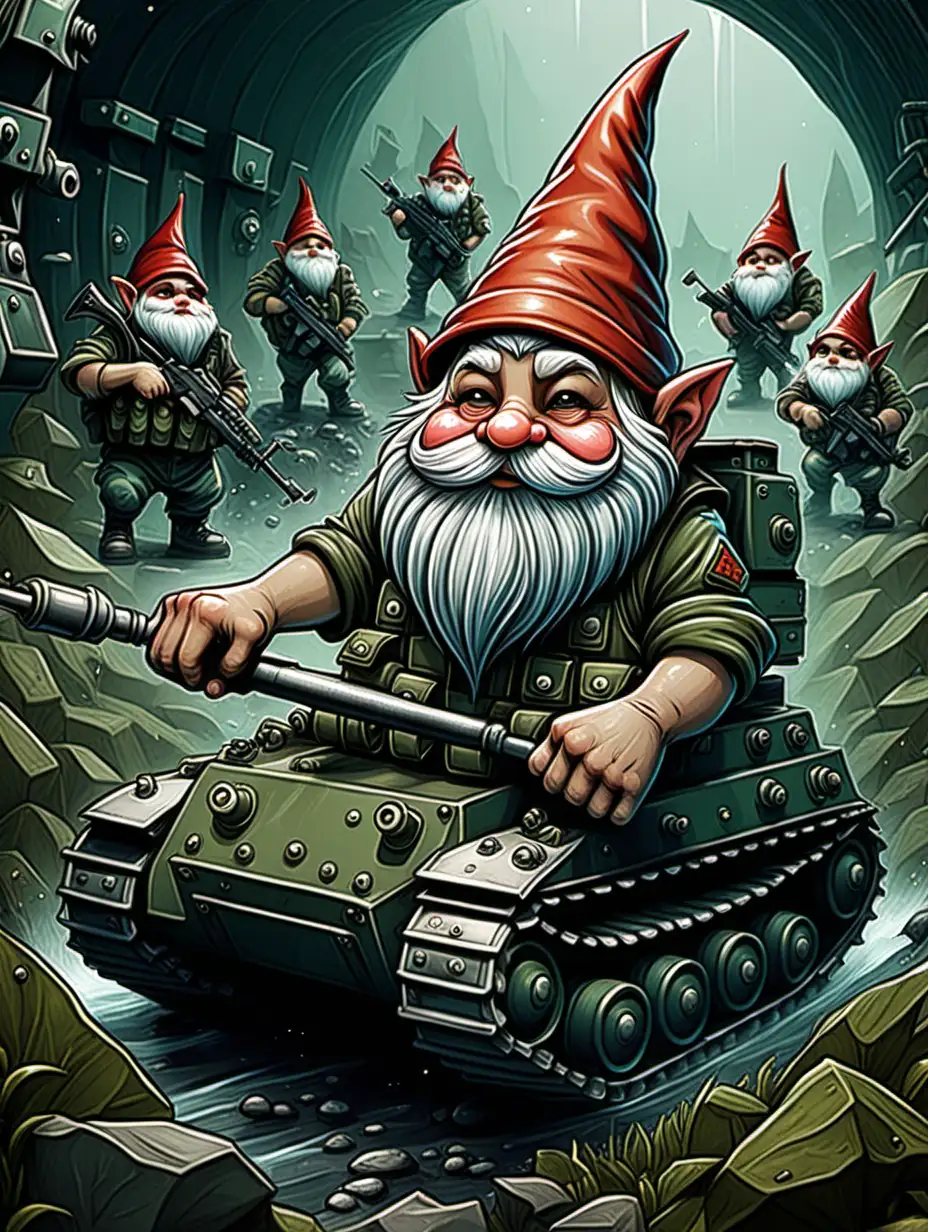 Army Gnome Tank Commander Short Stocky Figure in Action