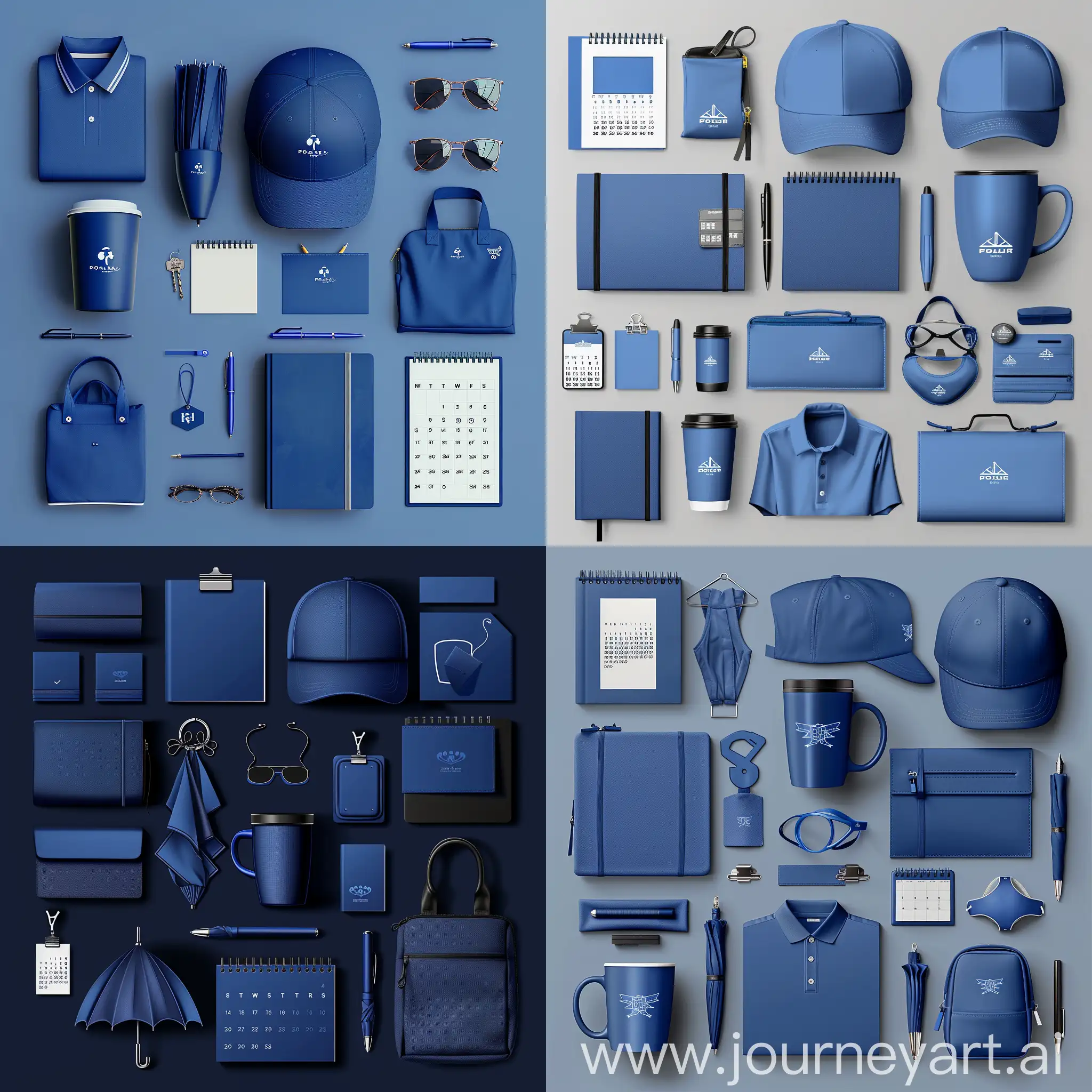 Top-View-Blue-Logo-Branded-Merchandise-Collection