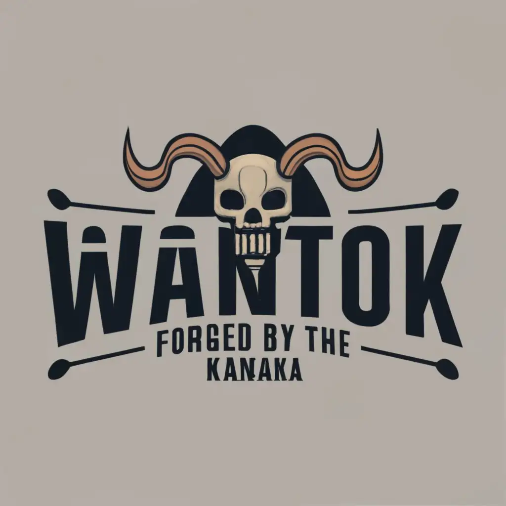 logo, Skull, with the text "WANTOK Forged by the Kanaka", typography
