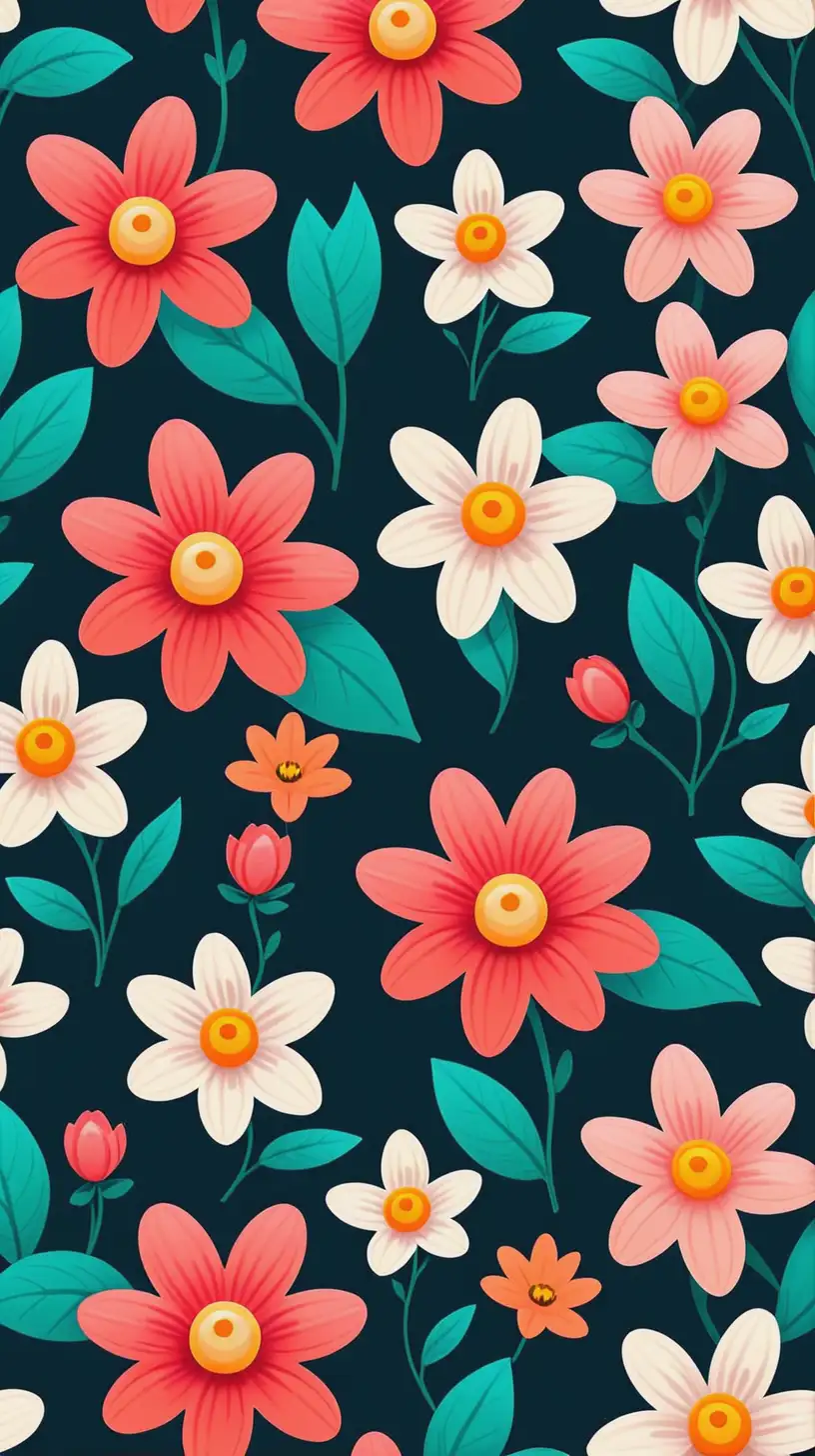 Simple flowers fully bloomed cartoon style