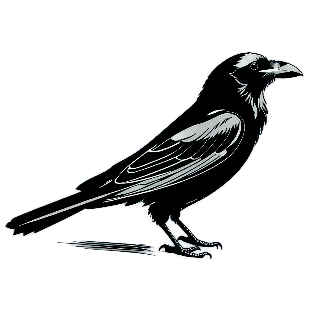 Stunning-PNG-Line-Art-Raven-Perched-on-Coffee-Cup-Edge