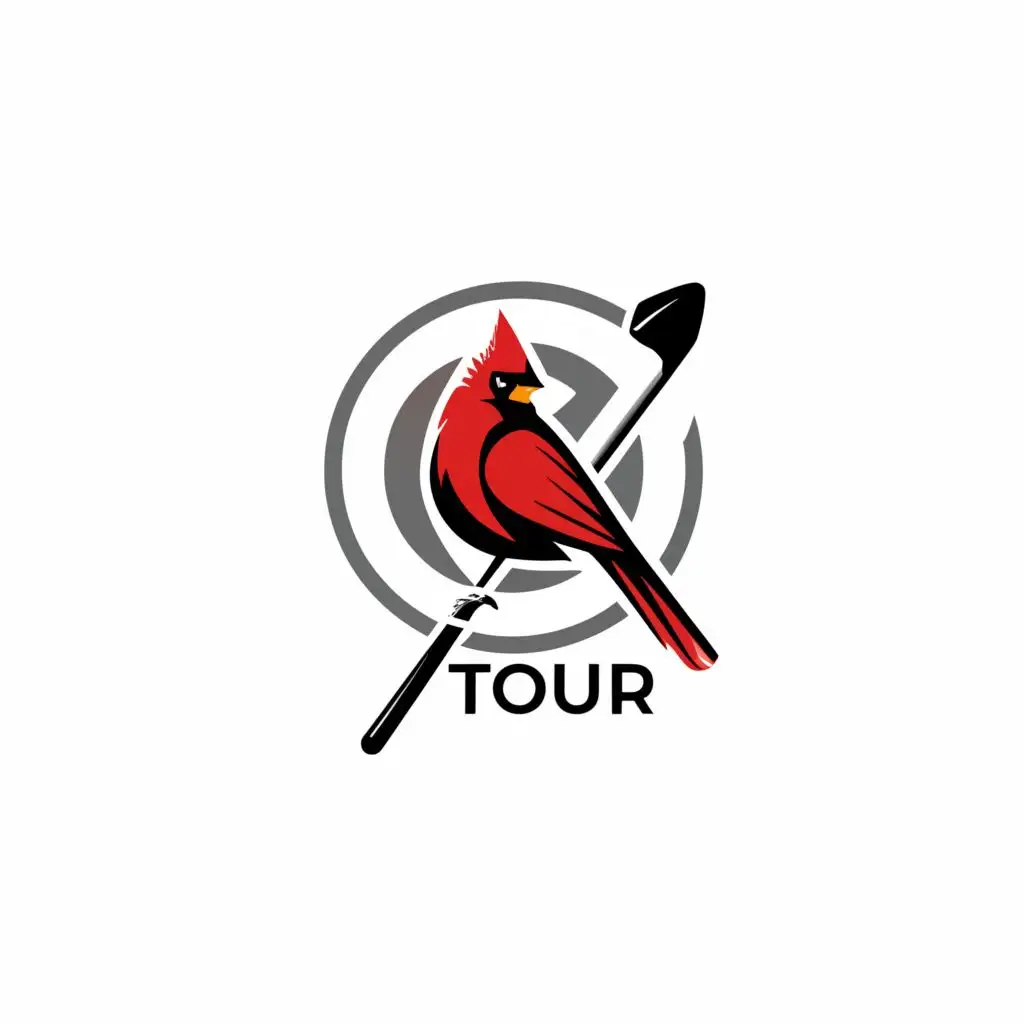 a logo design,with the text "730 Tour", main symbol:Cardinal perched on golf club, 730 written underneath

, be used in Sports Fitness industry