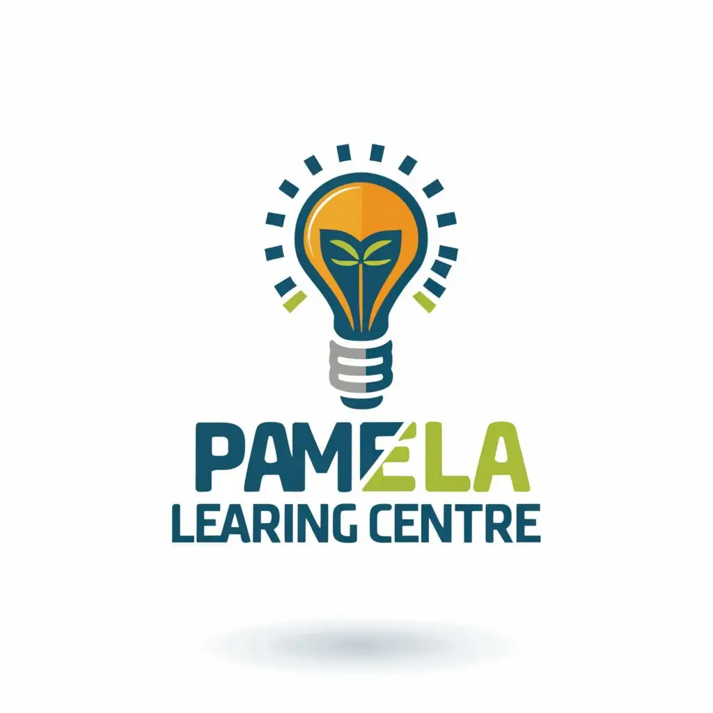 logo, A Lamp /apple, with the text "Pamela Learning Centre", typography, be used in Education industry
Using the color blue