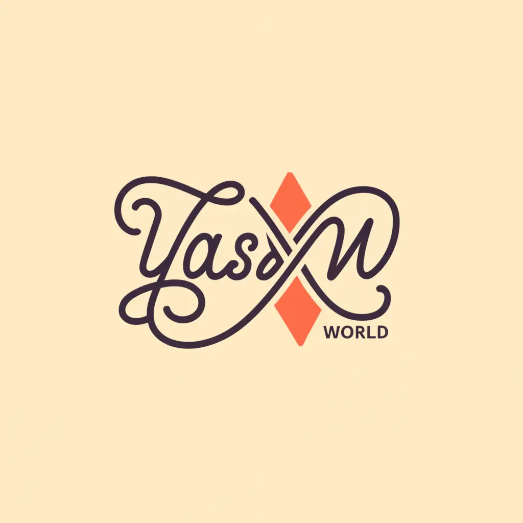a logo design,with the text 'yassxworld', main symbol:YxW,Minimalistic, white  background. Change orange with lavender color