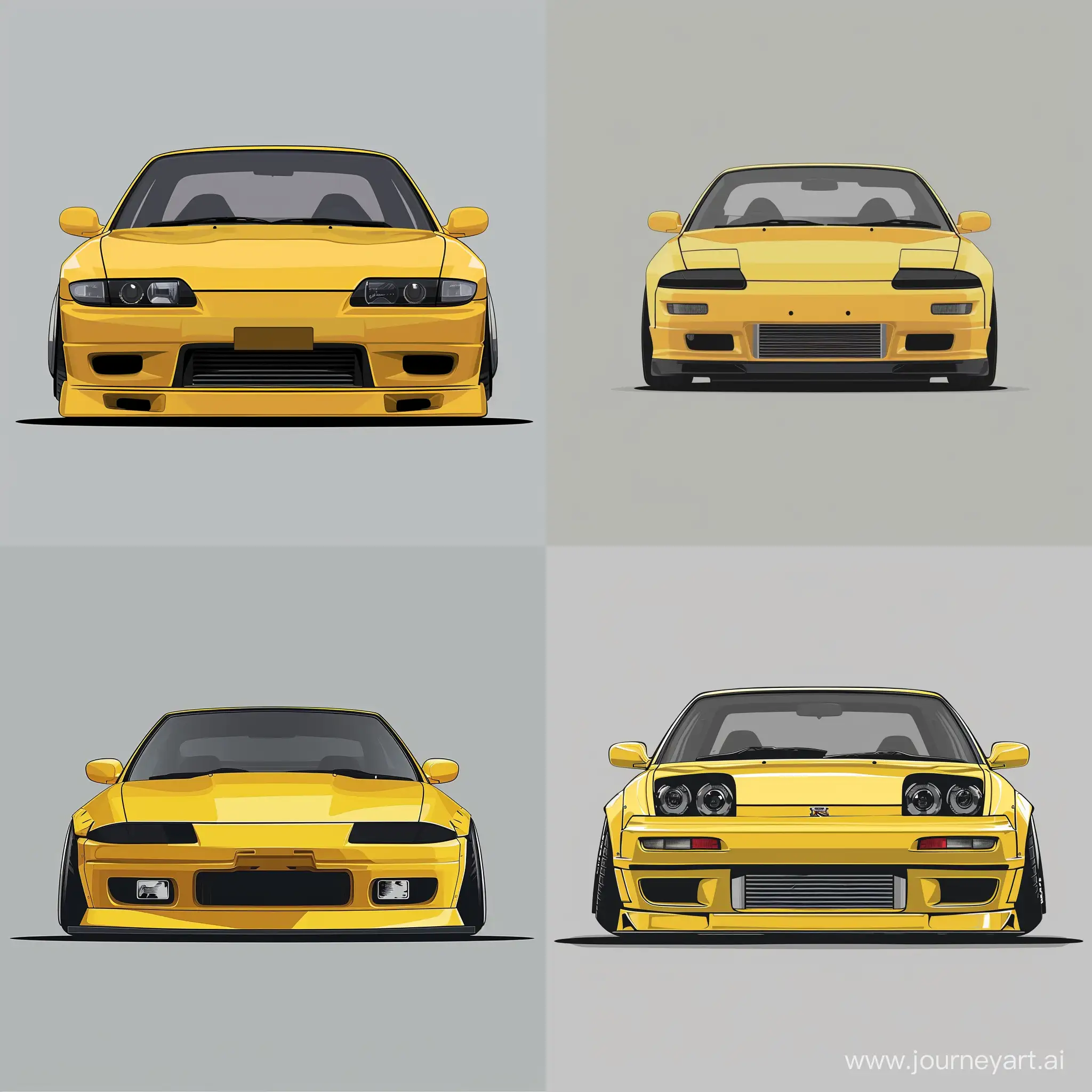 Customized-Nissan-240SX-2D-Illustration-with-Yellow-Body-Kit